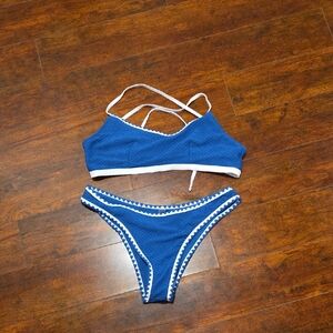 SHEIN Blue and White Bikini Set